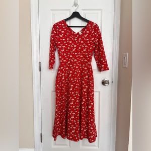 NWOT Pact Women's Brush Floral Fit & Flare Midi Party Dress - S